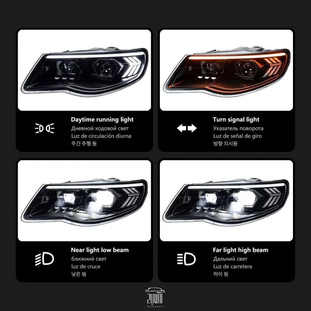VW Touareg LED Headlights (2007–2010) – DRL, Dynamic Turn Signal & Projector Lens Upgrade