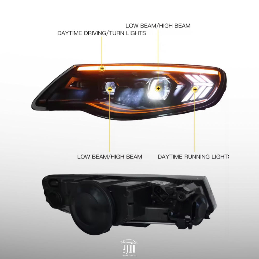 VW Touareg LED Headlights (2007–2010) – DRL, Dynamic Turn Signal & Projector Lens Upgrade
