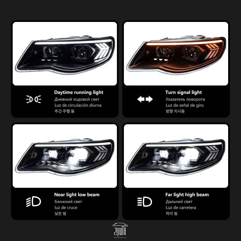 VW Touareg LED Headlights (2007–2010) – DRL, Dynamic Turn Signal & Projector Lens Upgrade